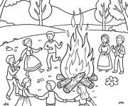 Coloriage et dessins gratuit Gens c&eacute;l&egrave;brent la f&ecirc;te de la Saint Jean à imprimer