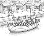 Coloriage Hommes dans le navire pendant le F&ecirc;te de la Saint-Jean