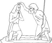 Coloriage et dessins gratuit Jean baptisant J&eacute;sus à imprimer
