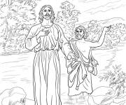 Coloriage Jean le Baptiste et J&eacute;sus