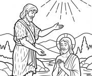 Coloriage J&eacute;sus et Saint Jean Baptiste