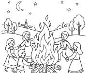 Coloriage et dessins gratuit Joie des enfants pendant la F&ecirc;te de la Saint Jean à imprimer