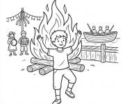 Coloriage et dessins gratuit Les enfants pendant la F&ecirc;te de la Saint-Jean à imprimer