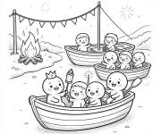Coloriage Personnages mignons f&ecirc;tent la F&ecirc;te de la Saint-Jean