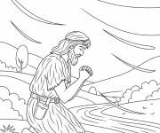 Coloriage Saint Jean Baptiste en pri&egrave;re