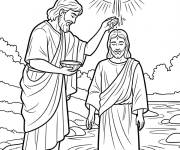 Coloriage Saint Jean Baptiste en sc&egrave;ne vectoriel