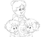 Coloriage et dessins gratuit Amour des petits enfants vers leurs mamie à imprimer