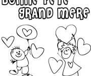Coloriage Bonne f&ecirc;te grand m&egrave;re en couleur