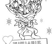 Coloriage Bouquet de fleurs pour la f&ecirc;te des grands m&egrave;res