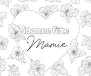 Coloriage Carte de v&oelig;ux pour la f&ecirc;te de mamie avec des lys