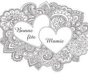 Coloriage Carte postale de la f&ecirc;te de mamie avec des c&oelig;urs