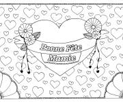 Coloriage Carte postale de la f&ecirc;te de mamie avec motifs