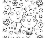 Coloriage et dessins gratuit Des chats f&eacute;licitent mamie pour sa f&ecirc;te à imprimer