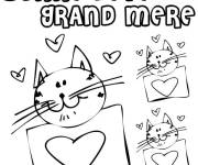 Coloriage Des chats mignon pour la f&ecirc;te des mamies
