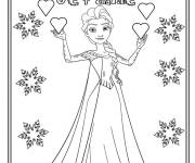 Coloriage Elsa dans une carte de vœux pour la fête des grands-mères