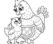 Coloriage et dessins gratuit Je t'aime mamie poules à imprimer
