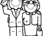Coloriage et dessins gratuit Le grand-p&egrave;re et la grand-m&egrave;re te salue à imprimer