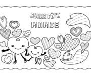 Coloriage Les enfant offrent la carte postale pour mamie