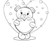 Coloriage Teddy Bear c&oelig;ur pour la f&ecirc;te de mamie