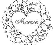 Coloriage Un c&oelig;ur en mandala pour nos mamies