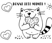 Coloriage Un chat mignon tenant un c&oelig;ur pour mamie