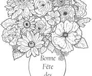 Coloriage Vase des fleurs pour la fête des grands mères