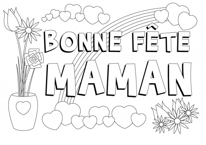 Coloriage Carte De Vœux Pour Fête Des Mères