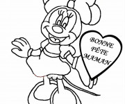 Coloriage Minnie Mouse souhaite bonne fête de Maman