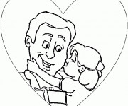 Coloriage et dessins gratuit Une Fille embrasse son Père à imprimer