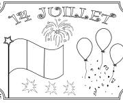 Coloriage Carte postale de la f&ecirc;te nationale de la France