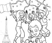 Coloriage C&eacute;l&eacute;brons le 14 juillet, la f&ecirc;te nationale fran&ccedil;aise