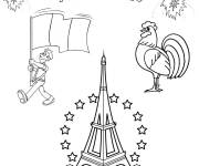 Coloriage F&ecirc;te nationale de France le 14 juillet
