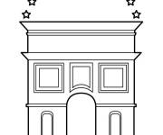 Coloriage et dessins gratuit F&ecirc;te nationale, le 14 Juillet arc de Triomphe à imprimer