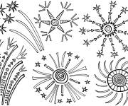 Coloriage et dessins gratuit Feux d'artifices pour la f&ecirc;te nationale à imprimer