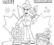 Coloriage Le policier fete la fête nationale du Canada 