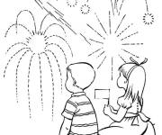 Coloriage Les enfants s'amusent pendant la fête nationale