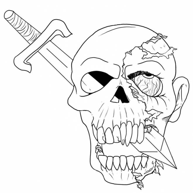 Coloriage Halloween Tête De Mort Dessin Gratuit à Imprimer