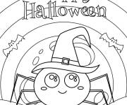 Coloriage Araign&eacute;e adorable &agrave; Halloween