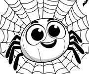 Coloriage Araign&eacute;e mignonne sur toile sur le th&egrave;me de Halloween