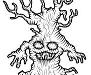 Coloriage Arbre hant&eacute; en noir et blanc