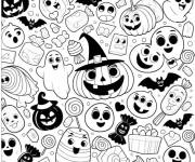 Coloriage Bonbons et sucreries sur le th&egrave;me de Halloween