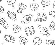 Coloriage Bonbons halloween &agrave; motif