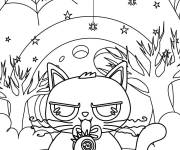 Coloriage Chat et araign&eacute;es adorables pour Halloween
