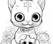Coloriage Chat halloween pour adulte
