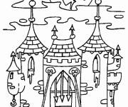 Coloriage Chateau Halloween adulte