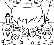 Coloriage Chaudron bouillonnant de la sorci&egrave;re 