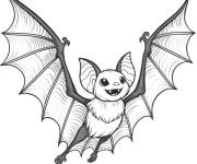 Coloriage Chauve-souris sur le th&egrave;me de Halloween