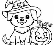 Coloriage Chien et citrouille de Halloween