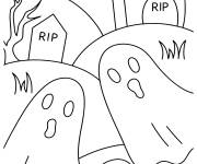 Coloriage Cimeti&egrave;re de Halloween pour adulte