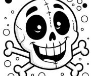 Coloriage Cr&acirc;ne et os crois&eacute;s de Halloween